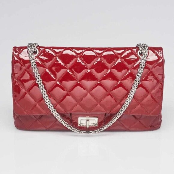 Chanel Red 2.55 Reissue Quilted Classic Patent Leather 227 Jumbo Flap Bag - Picture 1 of 12